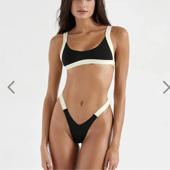 NWT OneOne Swimwear SET Bikini Cape Swimsuit Black White Marina Elena NEW Trendy - Picture 4 of 17